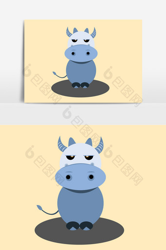 灰色的小牛设计元素图片