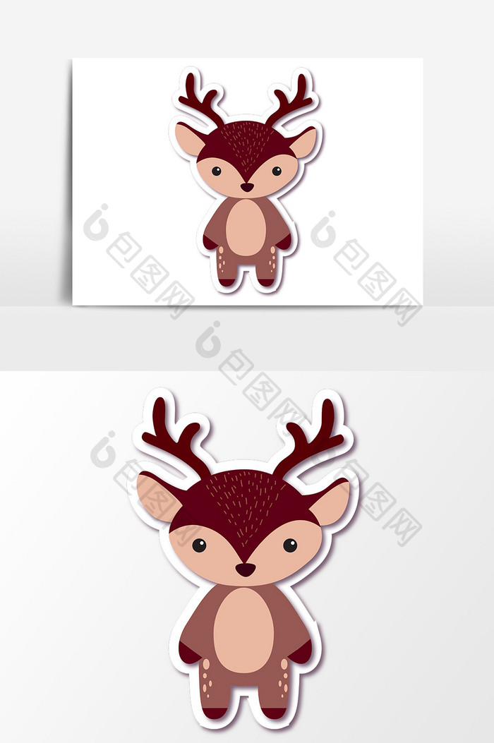 小棕色花鹿设计元素
