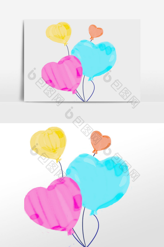 彩色心形气球插画
