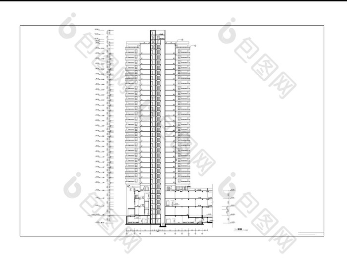 CAD某高层的商住楼平立剖设计方案