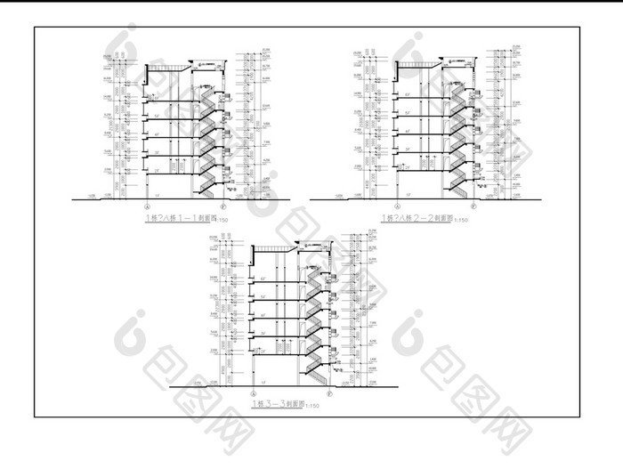 某商住楼平立剖面方案图CAD