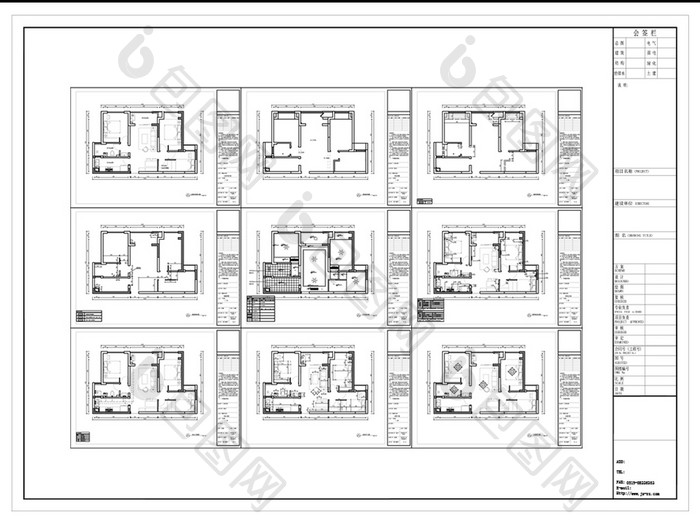 三房户型CAD施工图纸