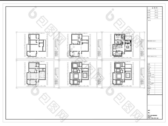 两居室户型高层CAD施工图纸