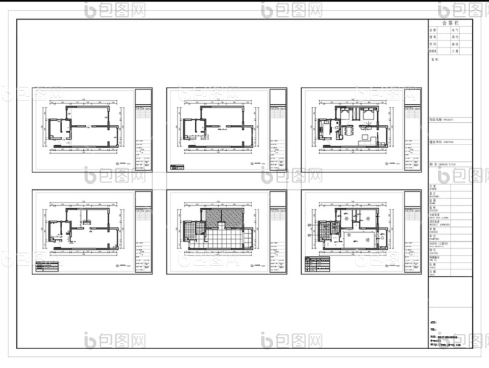 两房户型多层cad定制施工图纸-包图网