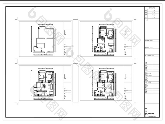 小三房户型定制CAD施工图纸