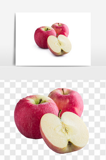 新鲜红苹果组合元素图片
