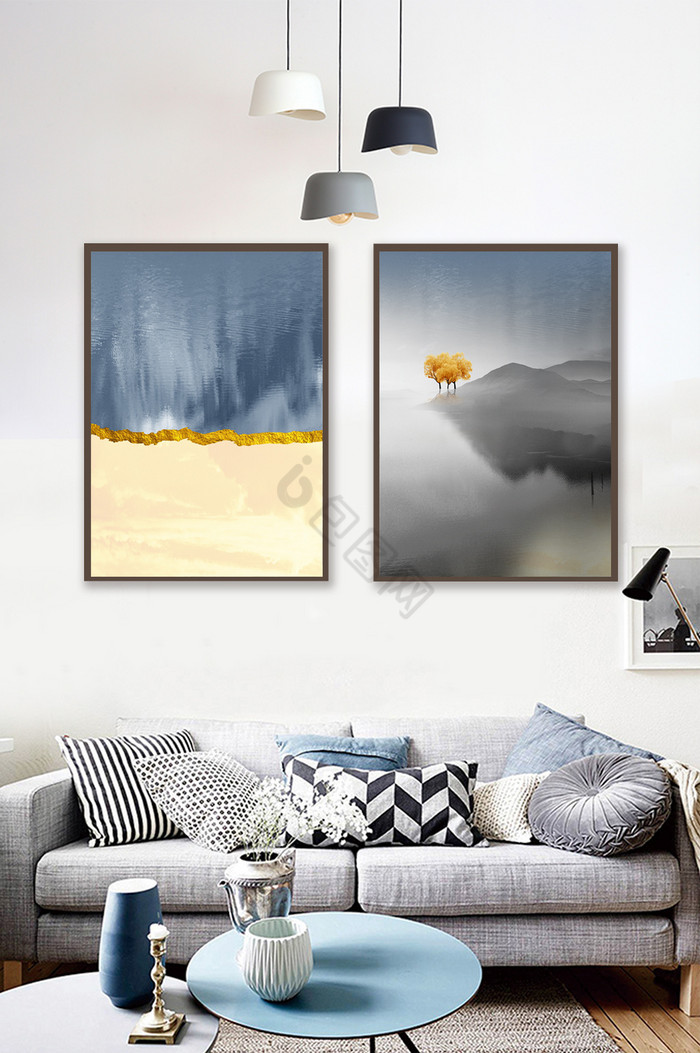 素色山水抽象风景装饰图片