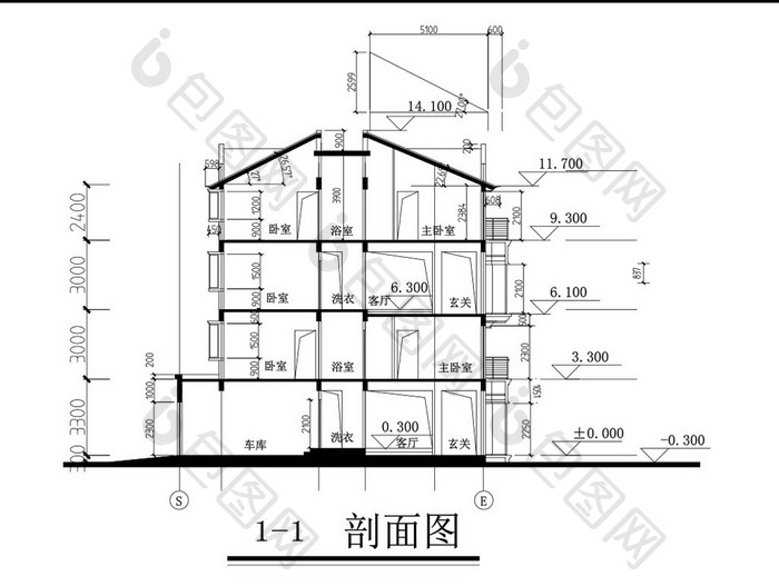 某底层联排住宅施工图CAD图纸