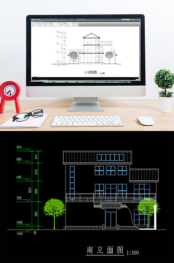 多层别墅的建筑施工图方案图CAD图片