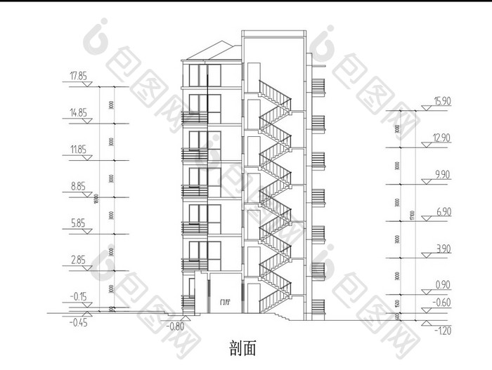 水岸住宅楼建筑CAD施工图纸