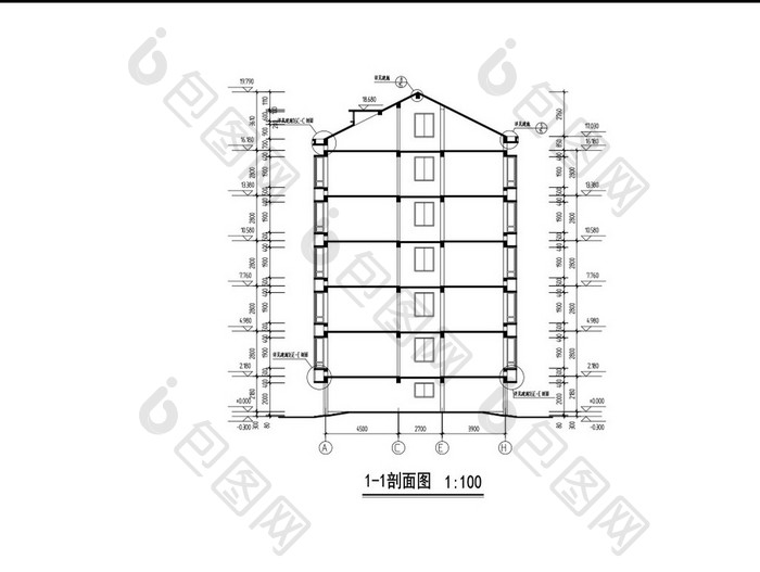 多层的住宅建筑施工图图纸CAD