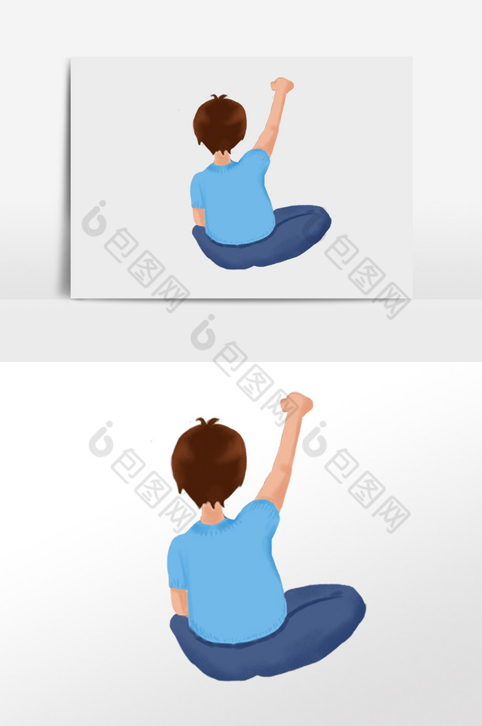 衣服小男孩坐着背影图