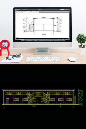 食堂的钢结构建筑图CAD