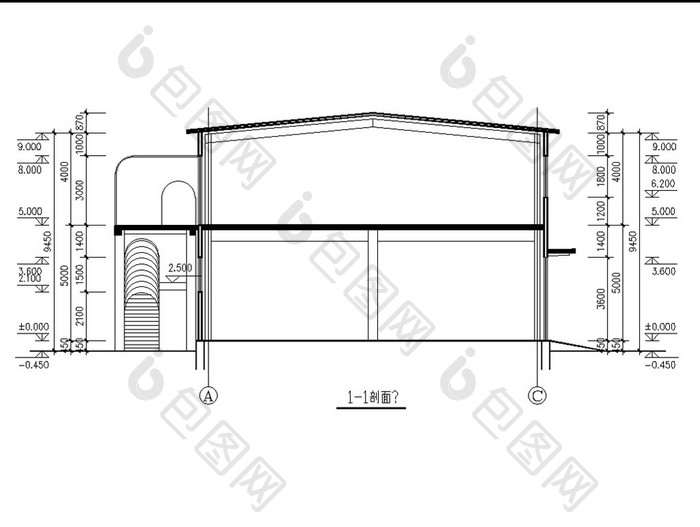 食堂的钢结构建筑图CAD