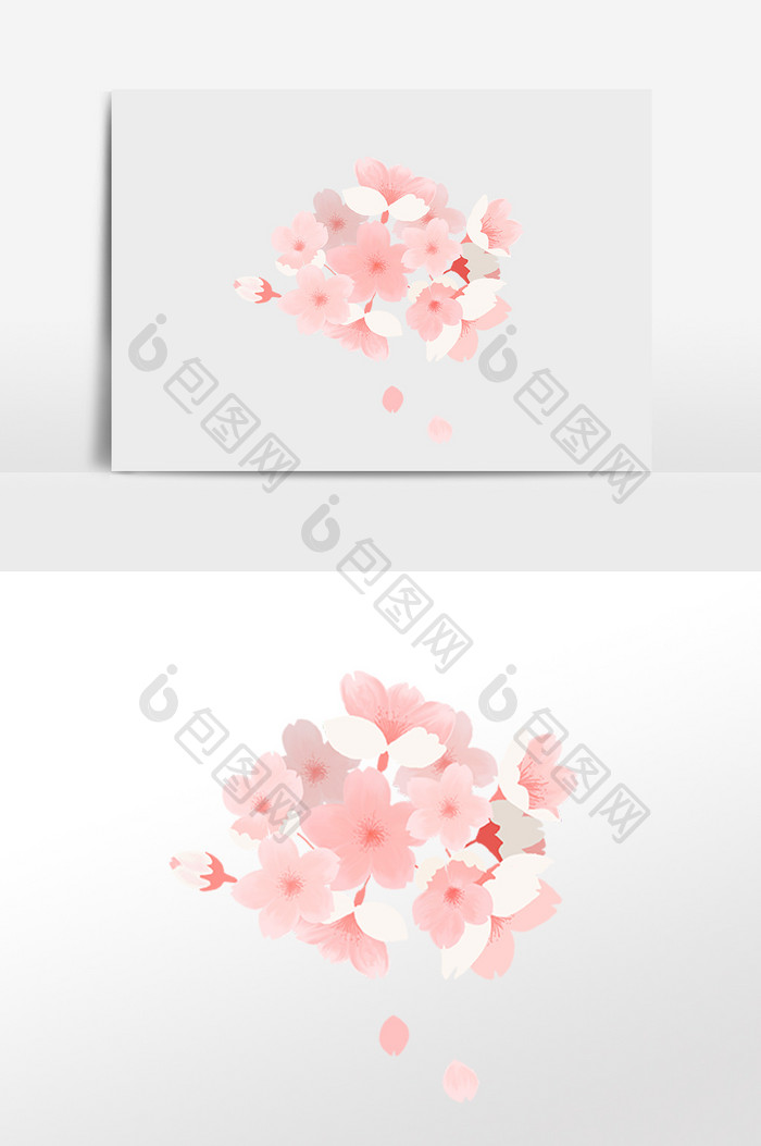 唯美粉红色花朵插画元素