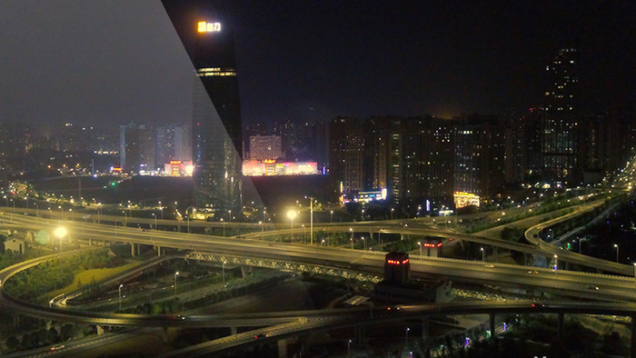 南昌城市夜晚川流不息的车流实拍视频