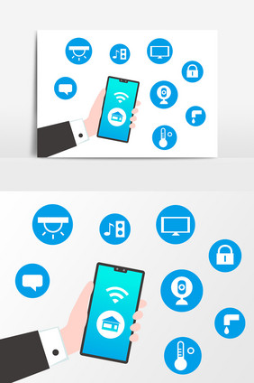 智能家居系统手机图标logo卡通矢量元素
