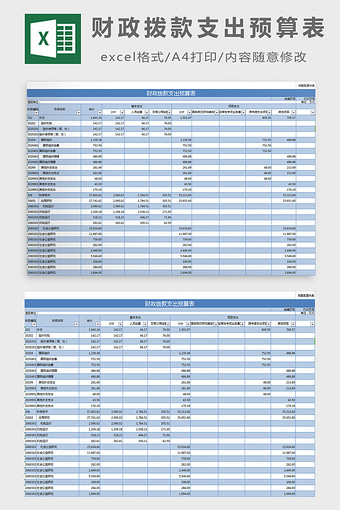 财政拨款支出预算表excel模板图片