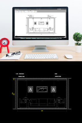 家装沙发客厅立面CAD图纸
