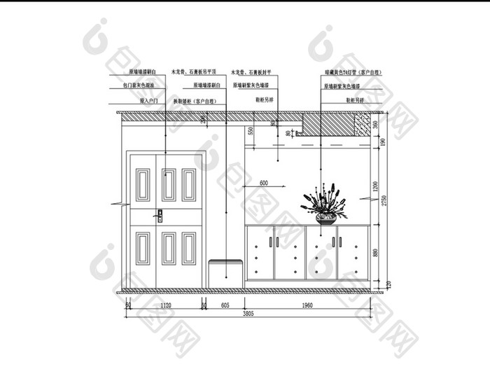 家装玄关立面结构CAD图纸