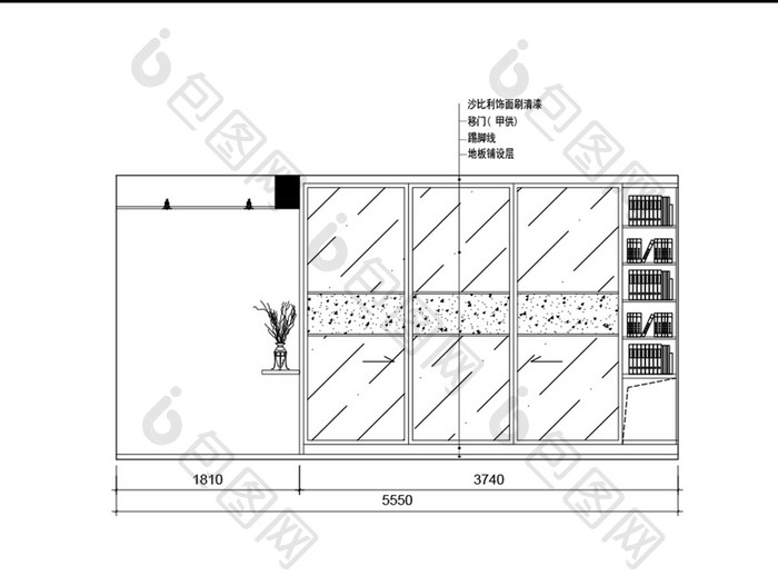 家装衣柜门板架构图纸CAD图纸