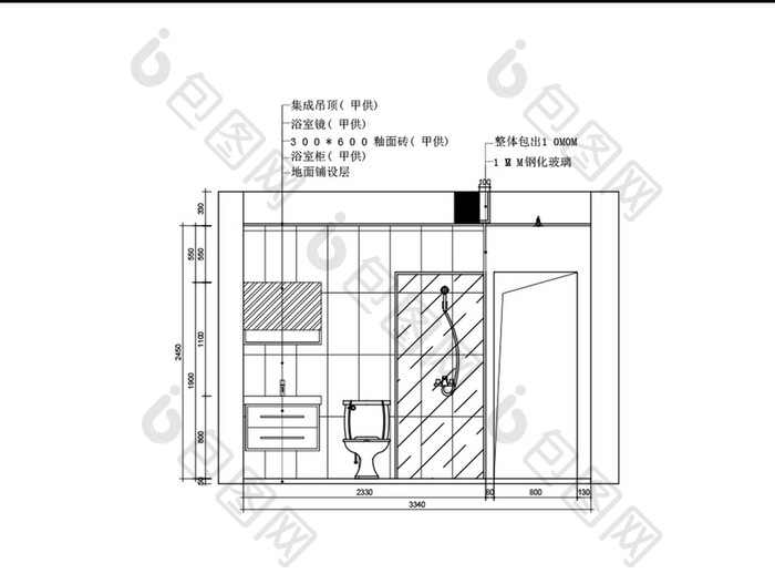 家装卫生间立面图纸CAD图纸