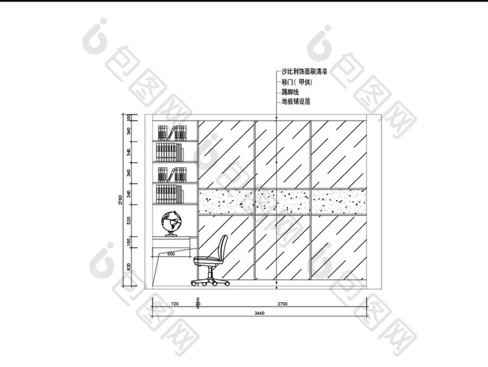 家装卧室立面衣柜结构图CAD图纸