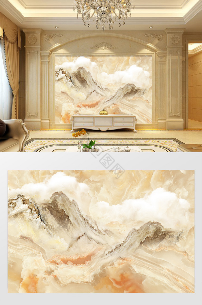 大理石纹定制山河艺术云海背景墙图片