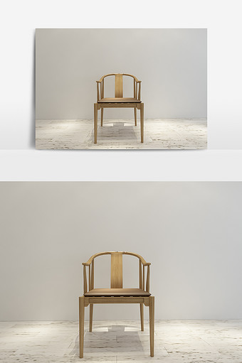 浅色系新中式单椅模型效果图图片