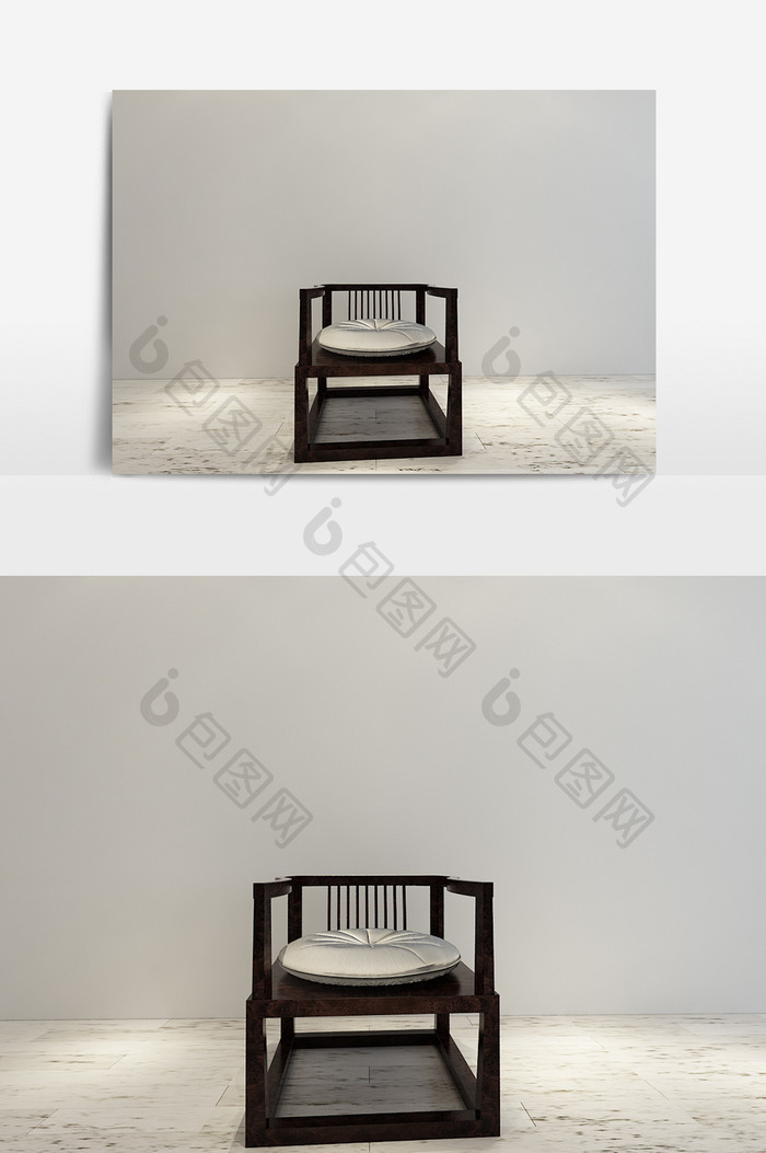 中式简约风单椅模型效果图
