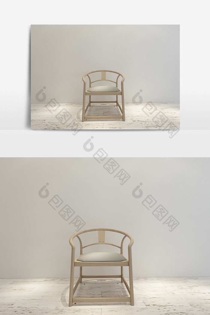 日式风格单椅模型效果图
