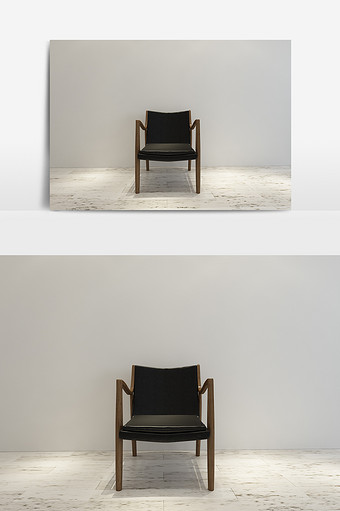 黑色皮质休闲椅模型效果图图片