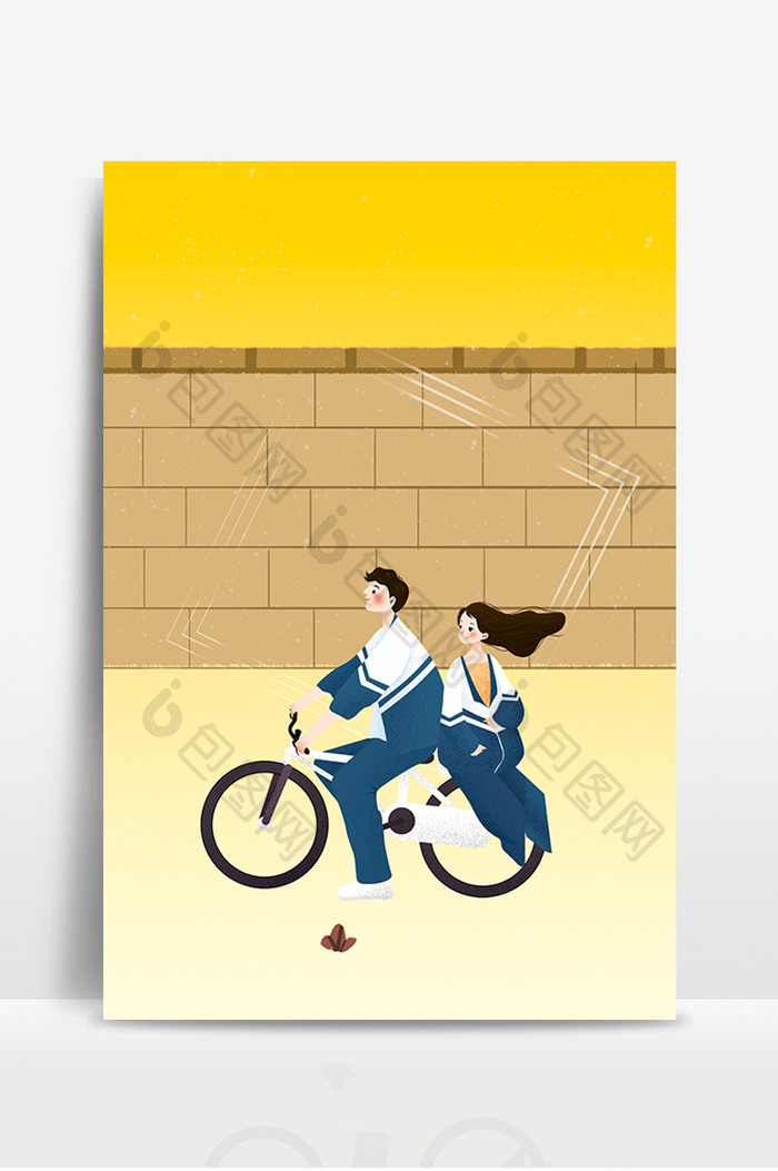 卡通自行车的同学广告设计背景图