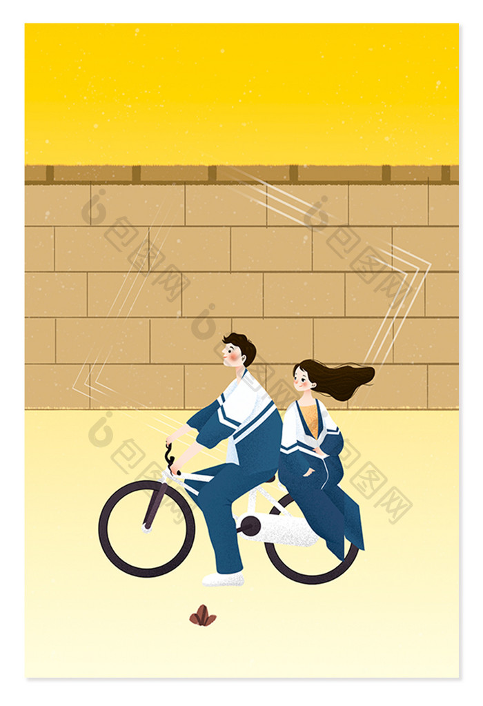 卡通自行车的同学广告设计背景图