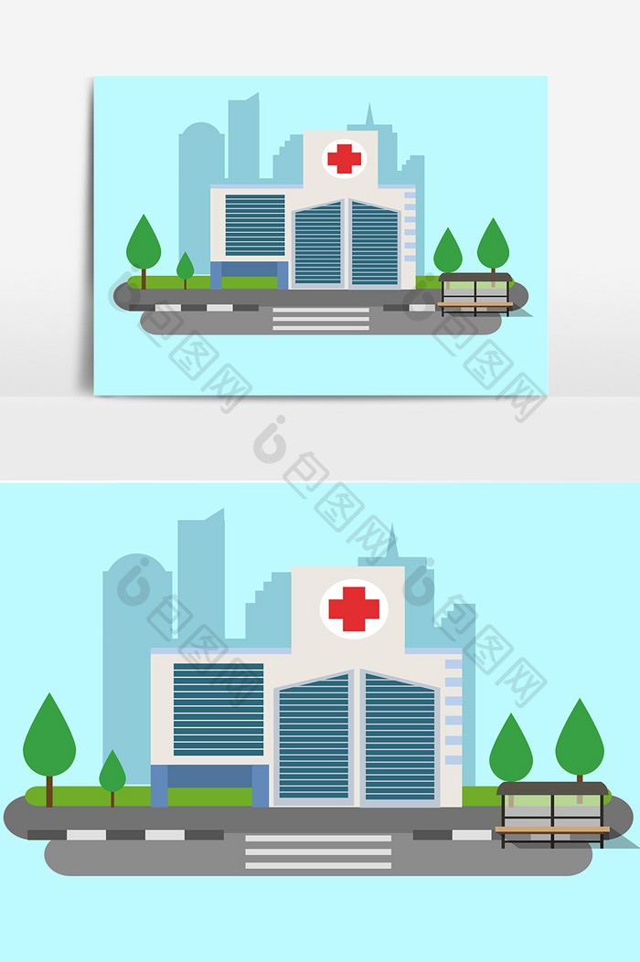 绿色卡通医院设计元素
