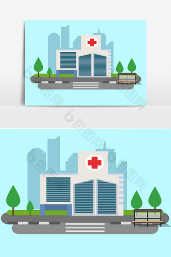 绿色卡通医院设计元素图片