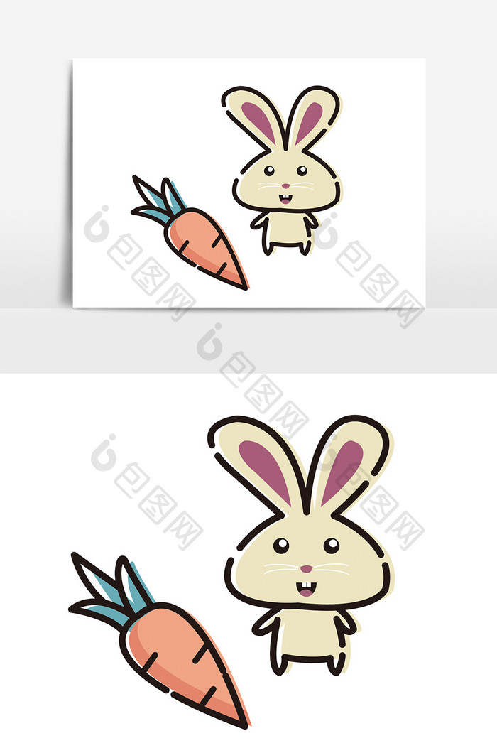 小白兔吃萝卜设计元素
