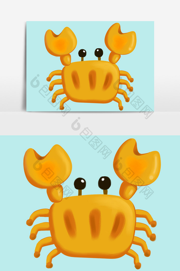 小螃蟹橙色设计元素
