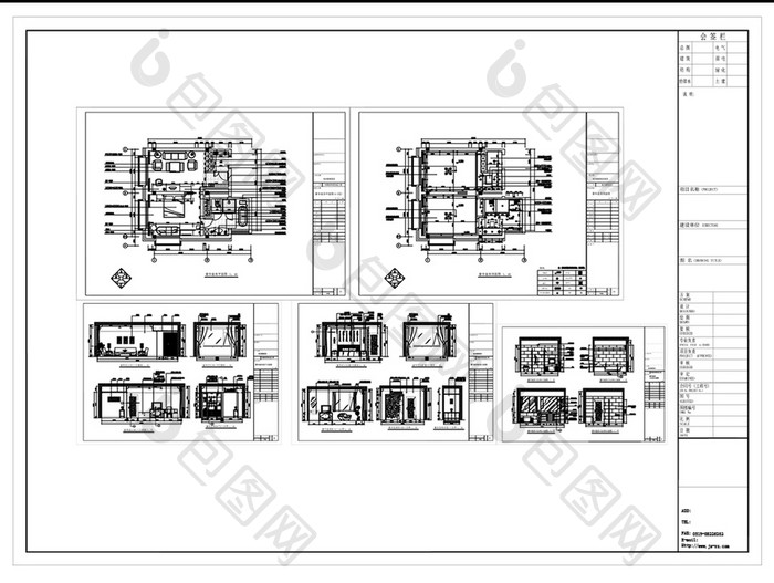 豪华套房空间设计CAD施工图纸