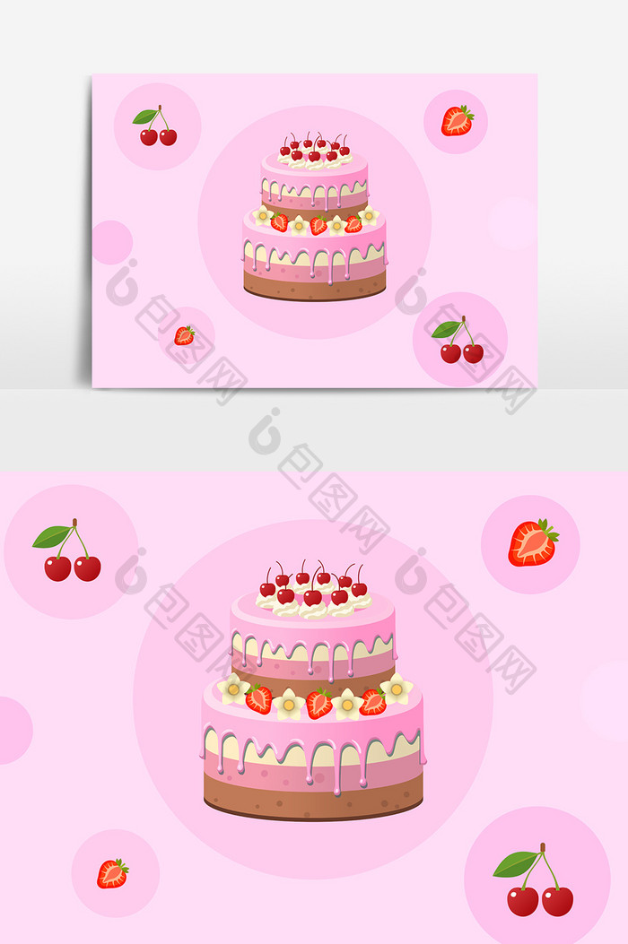 粉色蛋糕设计元素