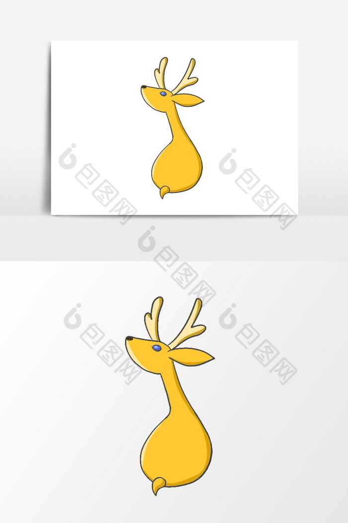 黄色小鹿背影小尾巴免抠元素