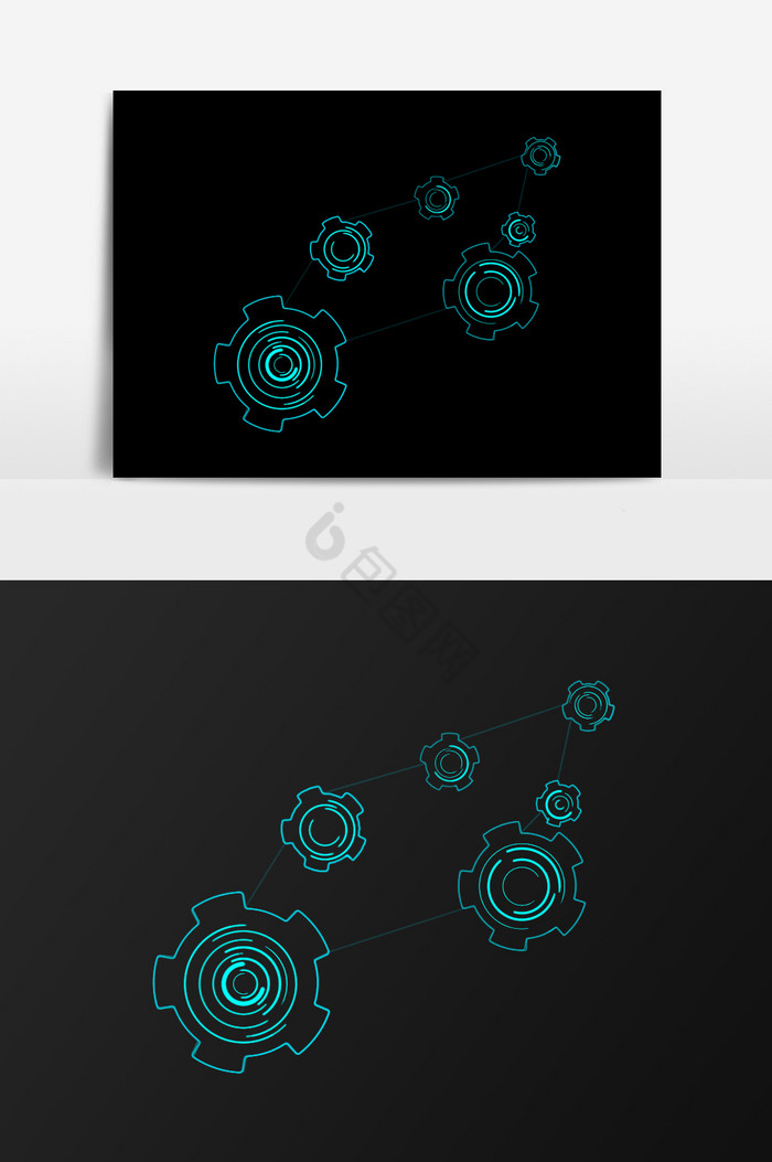 透明线条齿轮科技大数据免抠图片