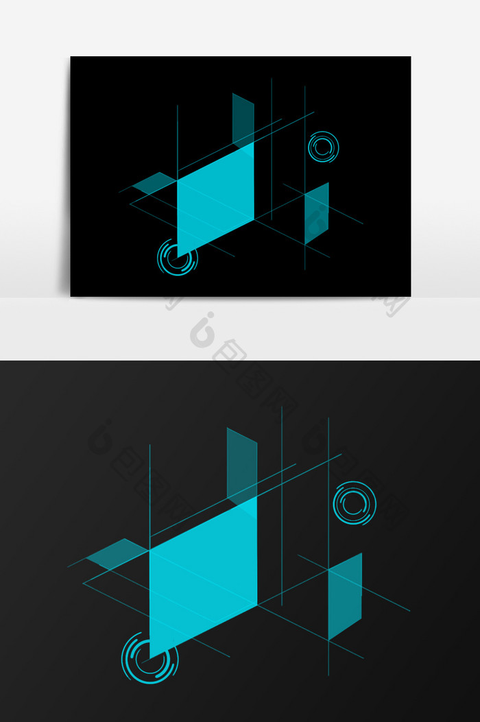 蓝色空间感科技大数据几何免抠元素