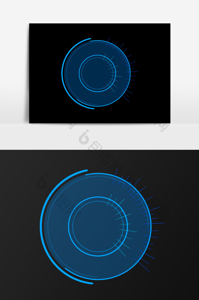 蓝色科技大数据放射圆形免抠元素