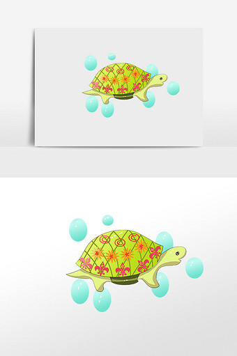 色彩鲜艳的乌龟儿童插画素材图片