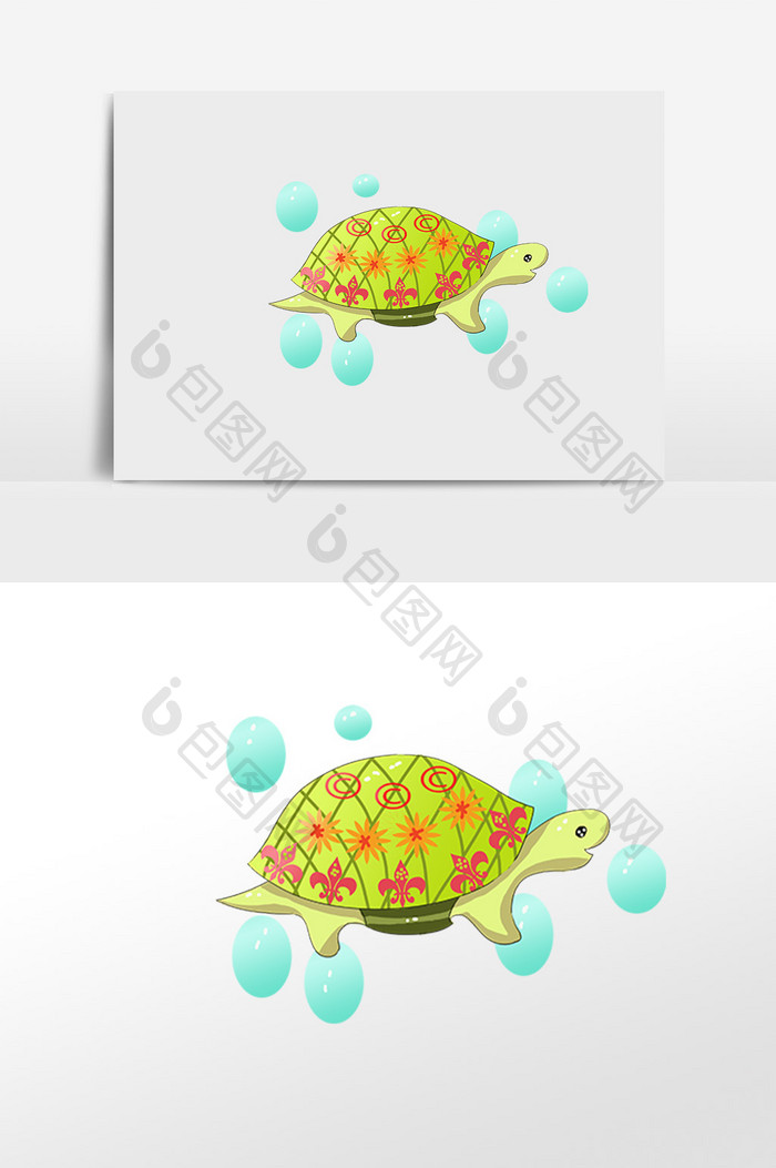 色彩鲜艳的乌龟儿童插画素材