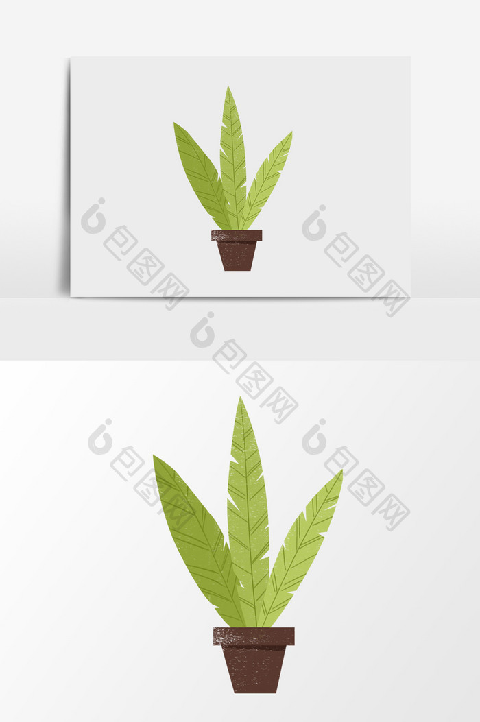 绿色卡通盆栽植物