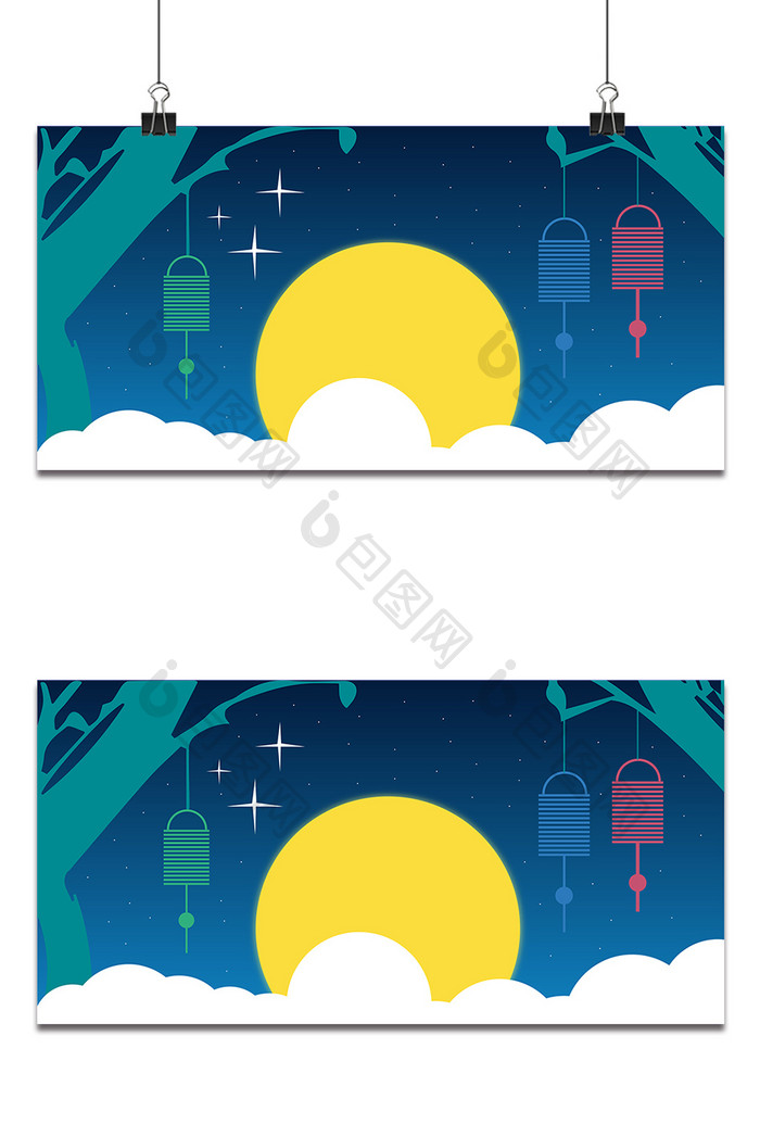 灯笼月亮设计背景图