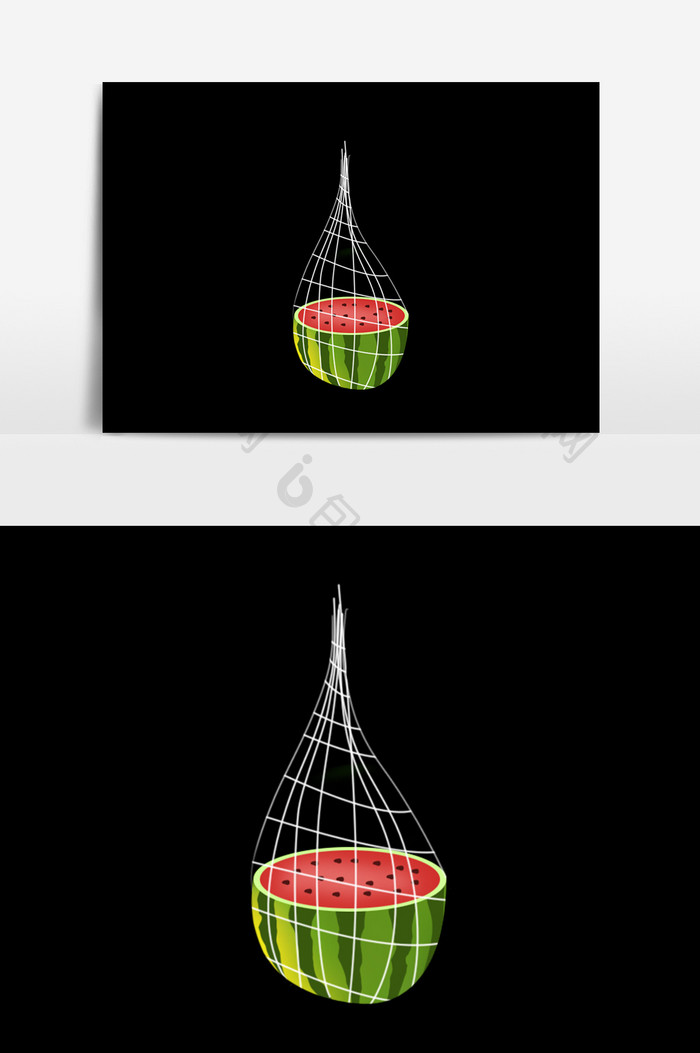 卡通夏天半个西瓜