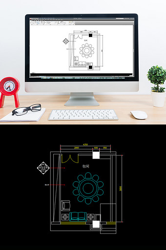 酒店小包间CAD平面图图片
